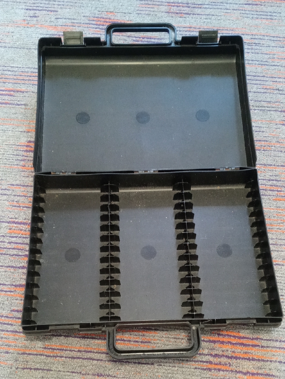 Black Plastic Organizer Case with Compartments